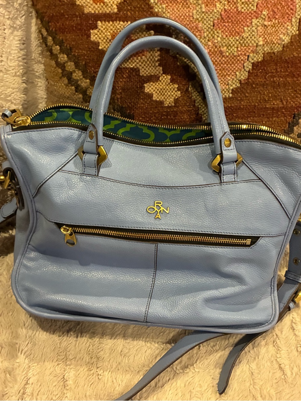 OrYany Light Blue Sarah Leather Satchel - Picture 3 of 7
